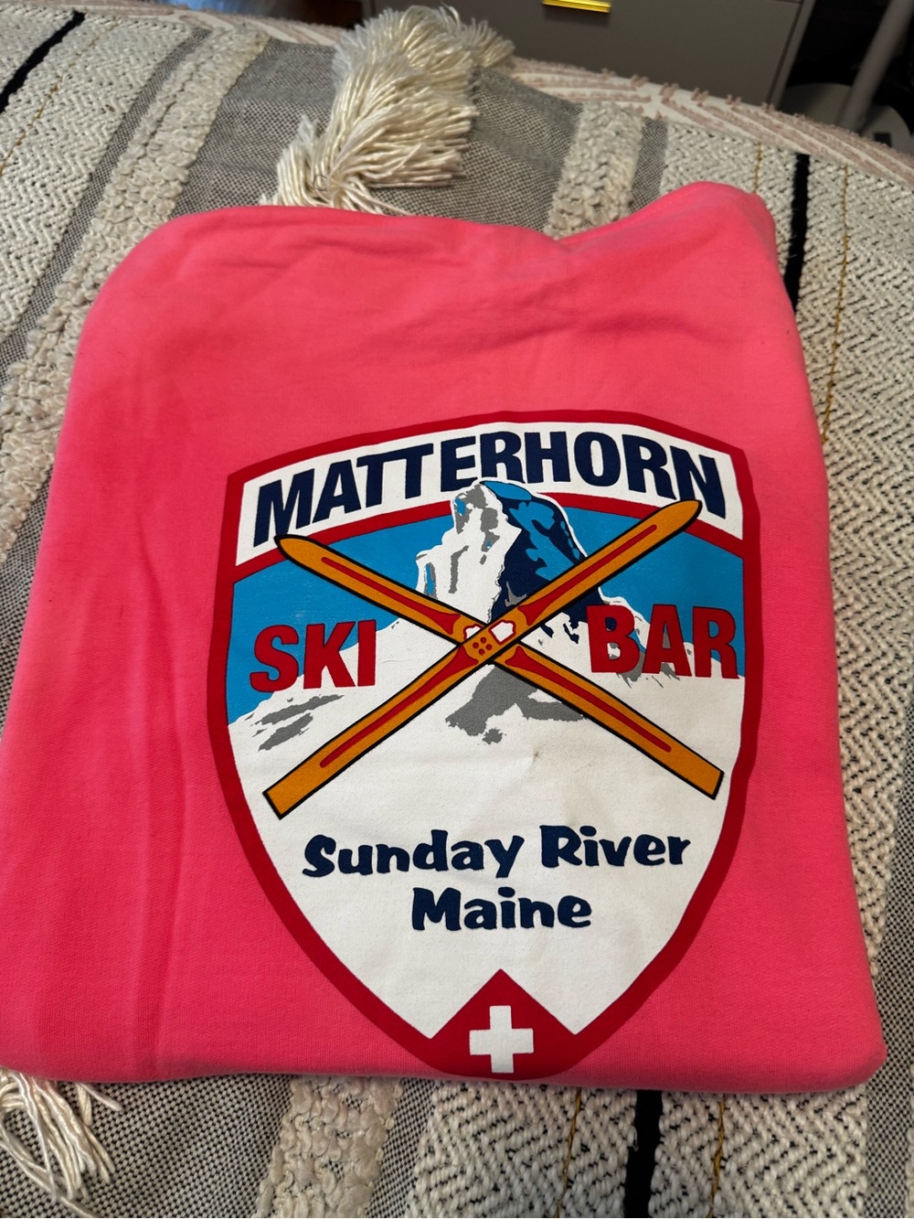 Matterhorn Ski Bar - Sunday River Maine Pink Hoodie